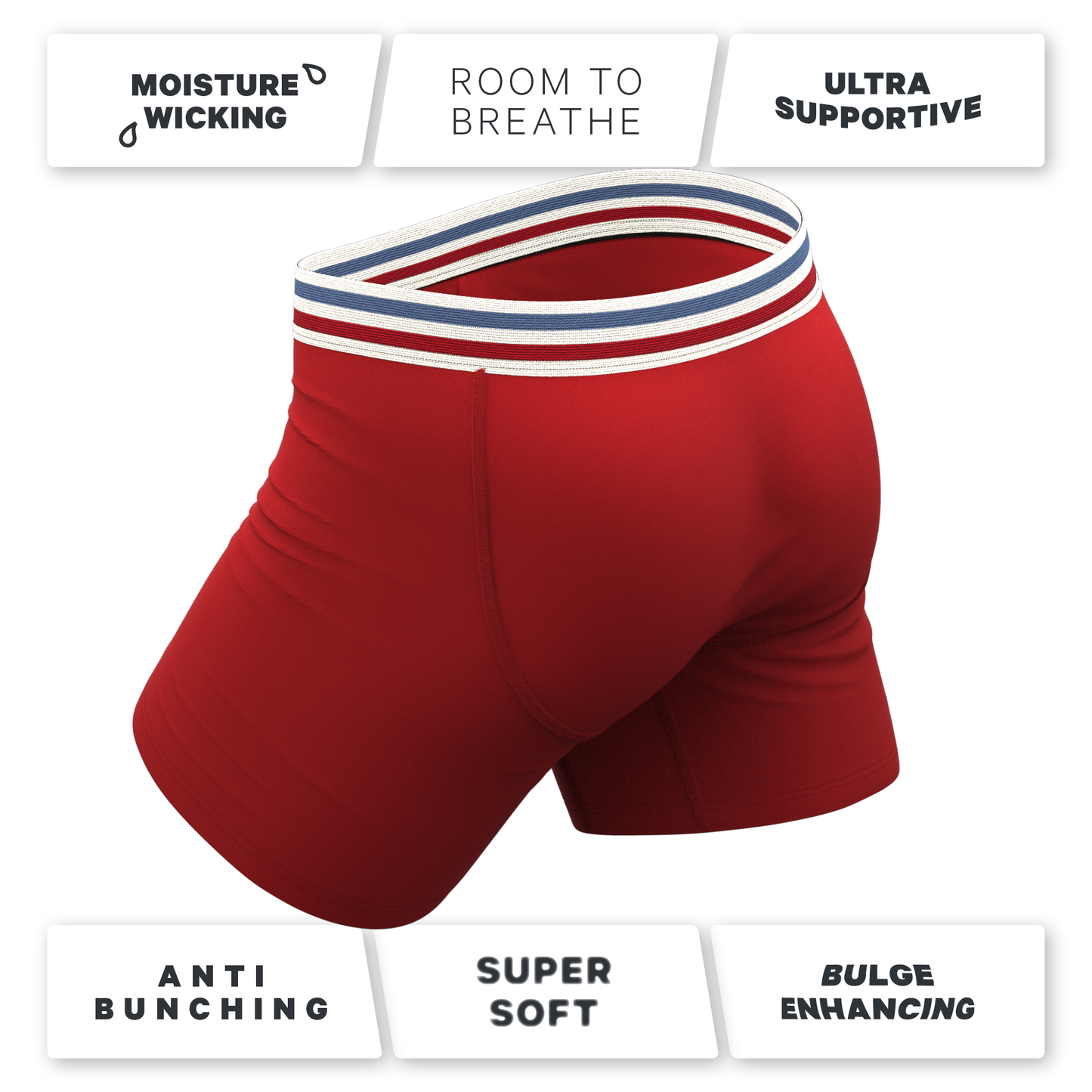 The Ready or Not | Bright Red Retro Ball Hammock® Pouch Underwear With Fly