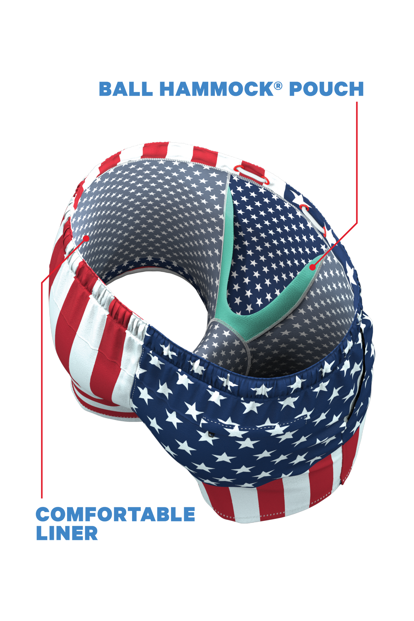 The Reagans | American Flag Patch Ball Hammock® Pouch 5" Swim Trunks