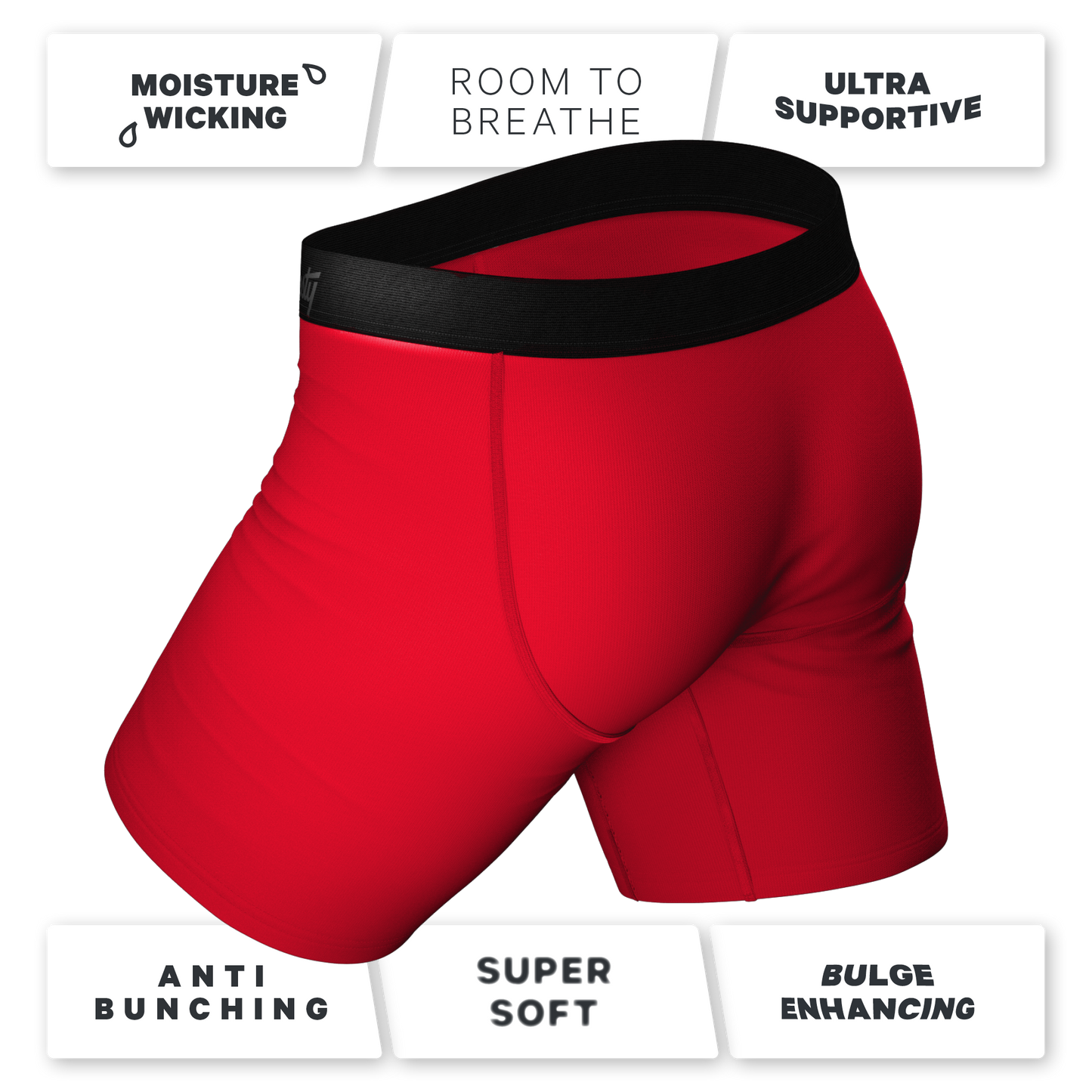 The Red Dress Effect | Red Long Leg Ball Hammock® Pouch Underwear With Fly