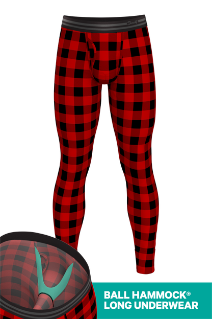 The Red & Black Lumberjack | Buffalo Check Ball Hammock® Long Johns