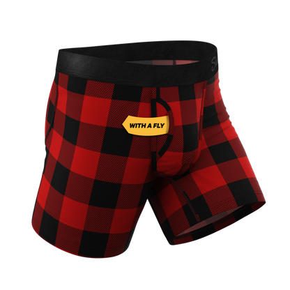 The Red & Black Lumberjack | Buffalo Check Ball Hammock® Pouch Underwear With Fly