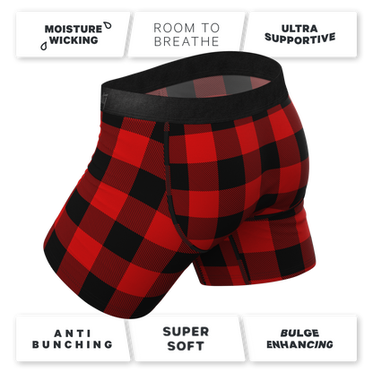 The Red & Black Lumberjack | Buffalo Check Ball Hammock® Pouch Underwear With Fly