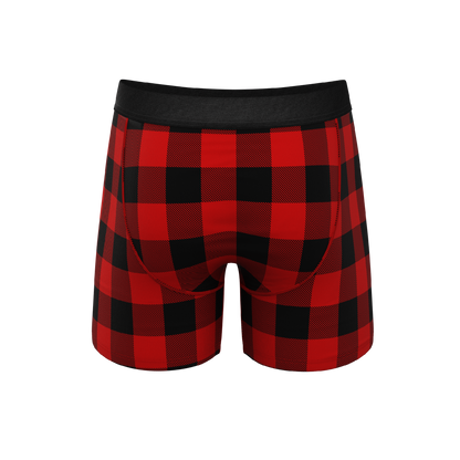 The Red & Black Lumberjack | Buffalo Check Ball Hammock® Pouch Underwear With Fly