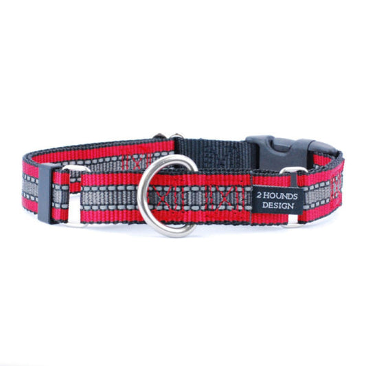 5/8″ and 1″ Reflective Red Nylon Buckle Martingale Dog Collar