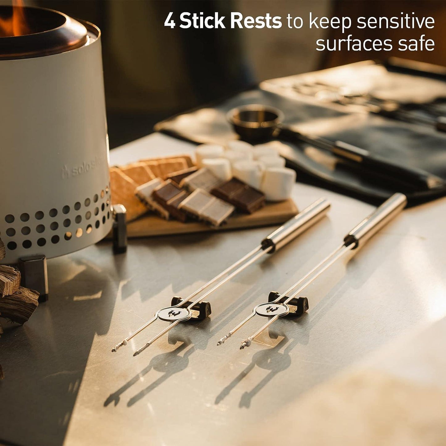 Solo Stove Mesa/Mesa XL Accessory Pack | Incl. 4 Stainless Steel Mini Sticks + Stick Rests, Pellet Scoop, Mesa Lid, Carry Case, Accessories for Outdoor Fire Pit