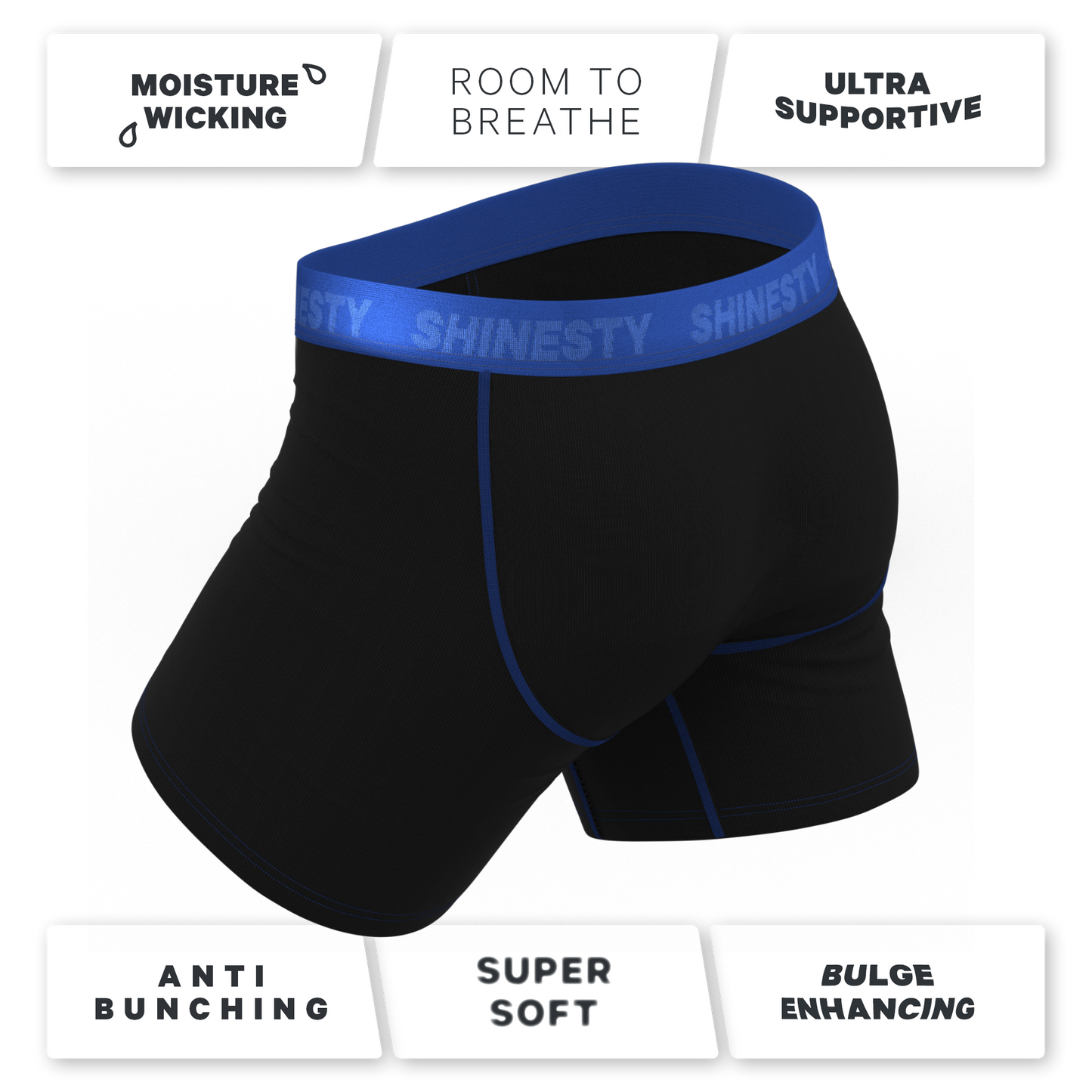 The Rhythm & Blues | Black and Blue Ball Hammock® Pouch Underwear With Fly