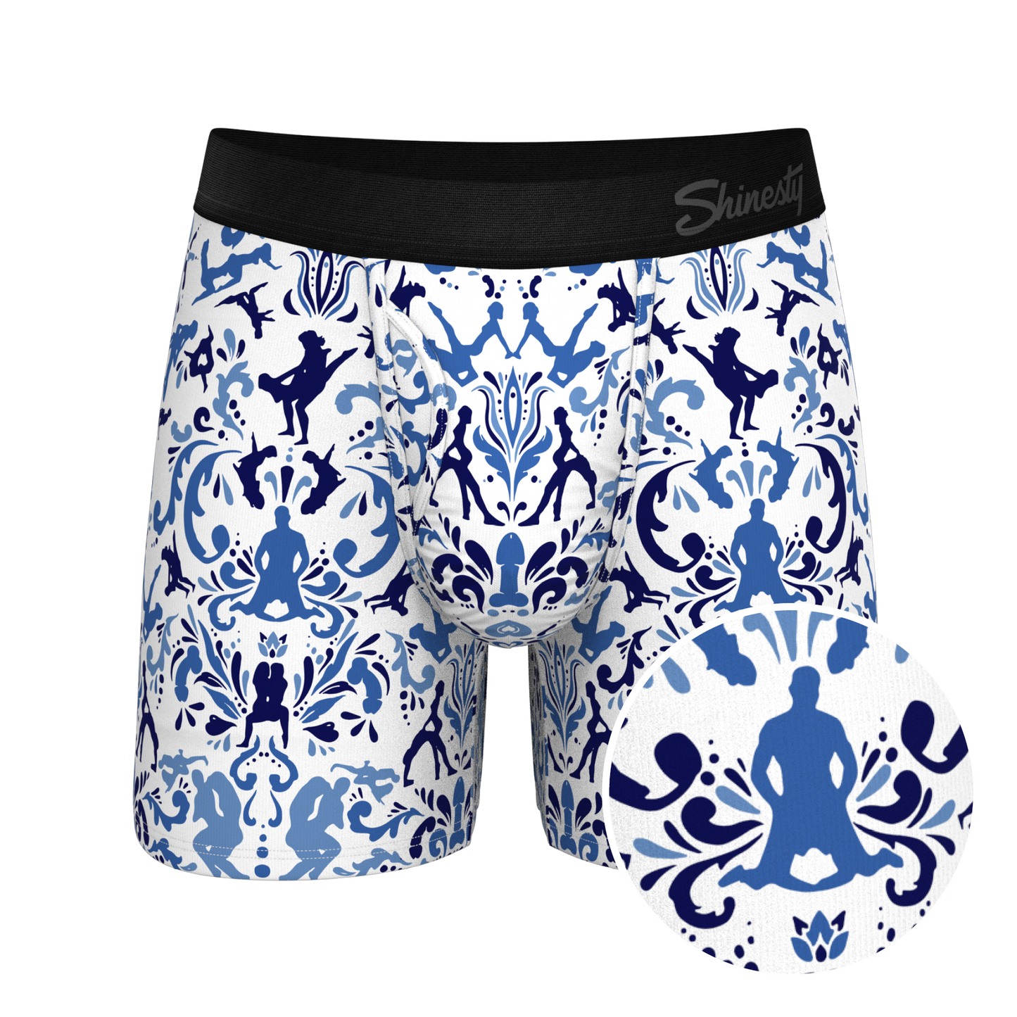 The Risqué Rorschach  | Blue Willow Ball Hammock® Pouch Underwear With Fly