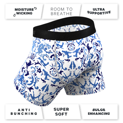 The Risqué Rorschach  | Blue Willow Ball Hammock® Pouch Underwear With Fly