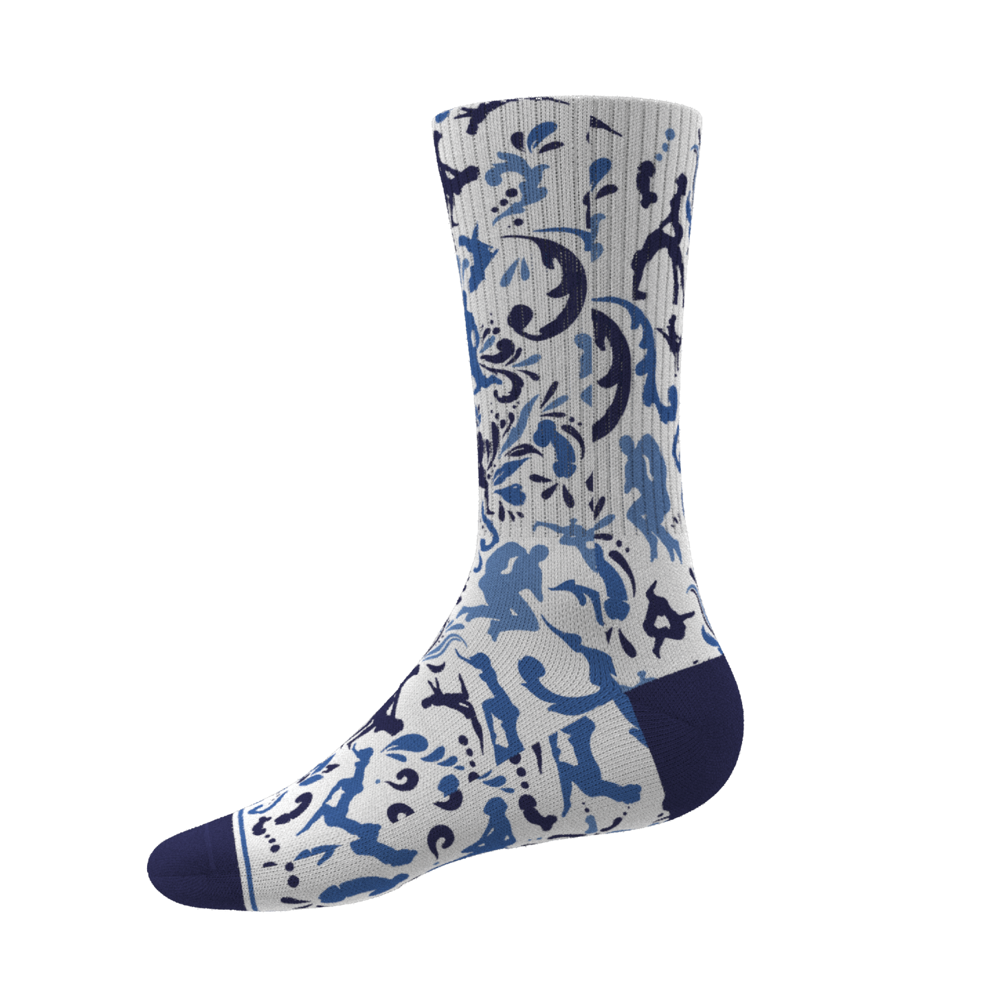 The Risqué Rorschach | Naughty Blue Willow Heel Hammock™ Crew Socks