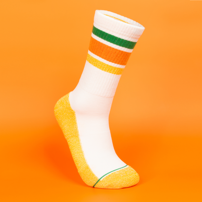 The Roller Rink | Retro Stripes Heel Hammock™ Crew Socks