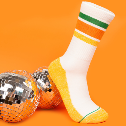 The Roller Rink | Retro Stripes Heel Hammock™ Crew Socks