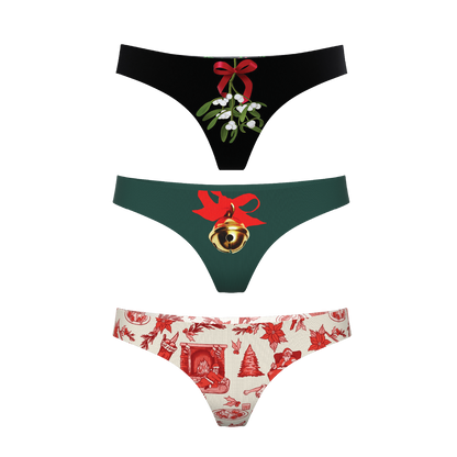 The Flirty Christmas | Women's Thong Underwear 3 Pack