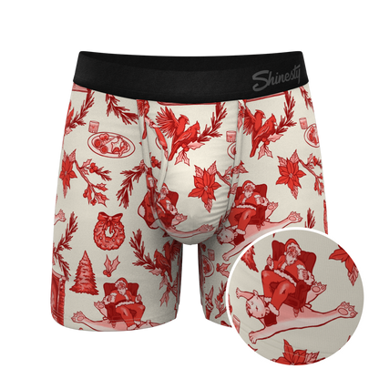 The Santa Slays | Christmas Toile Ball Hammock® Pouch Underwear With Fly