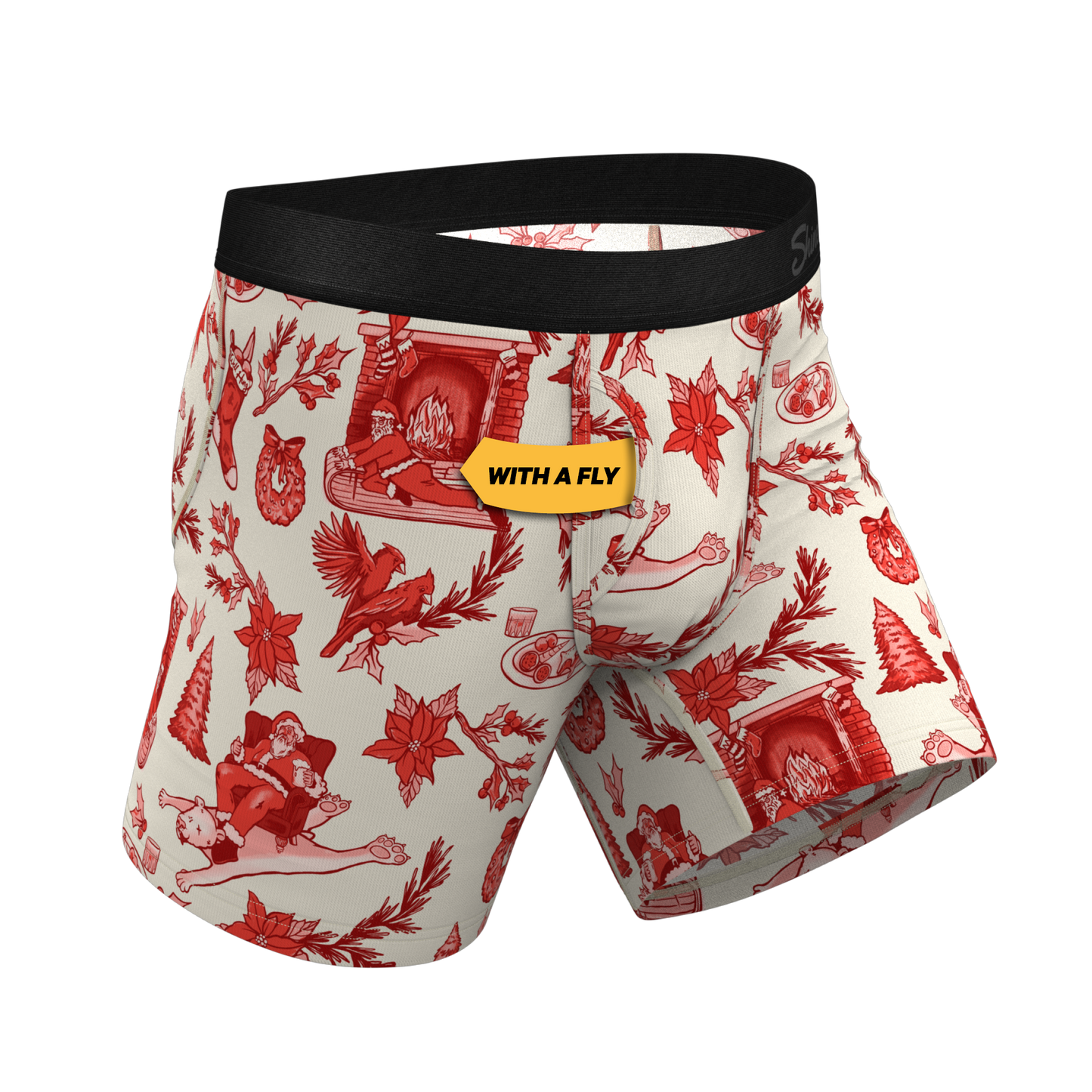 The Santa Slays | Christmas Toile Ball Hammock® Pouch Underwear With Fly