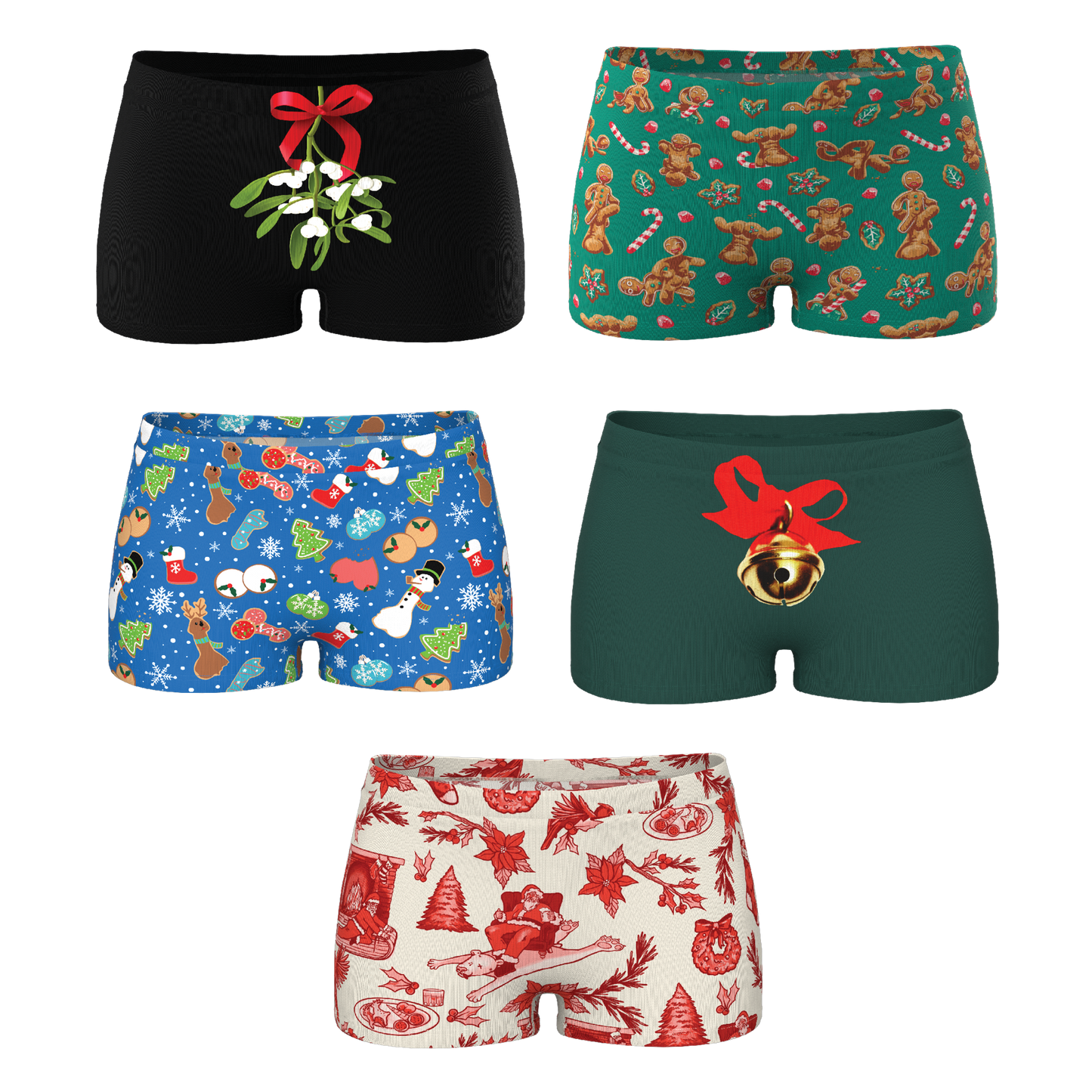 The Santa's Sack | Boyshort Underwear 5 Pack