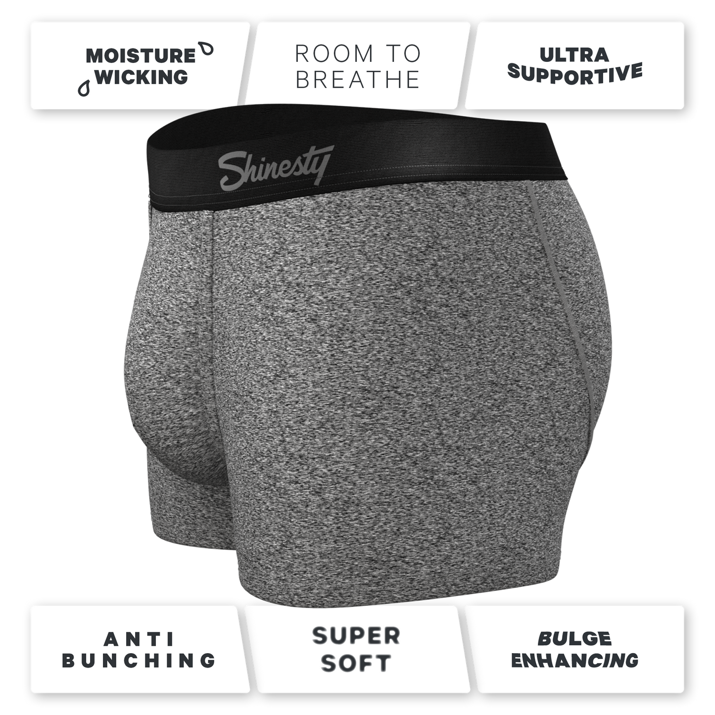 The Seattle Skyline | Black Marble Heather Ball Hammock® Pouch Trunk Underwear