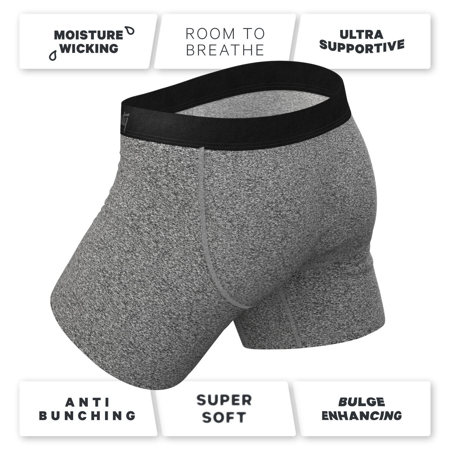 The Seattle Skyline | Black Marble Heather Ball Hammock® Pouch Underwear