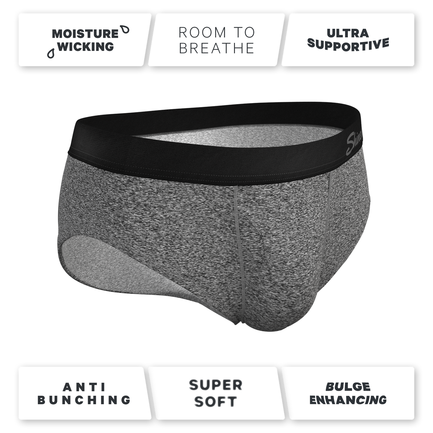 The Seattle Skyline | Black Marble Heather Ball Hammock® Pouch Underwear Briefs