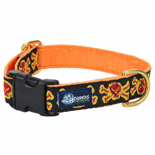 Bad to the Bone Orange Limited Buckle Martingale Dog Collar (1″ Only)