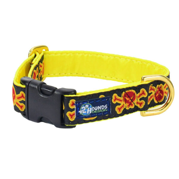 Bad to the Bone Yellow Limited Martingale Dog Collar (1″ Only)