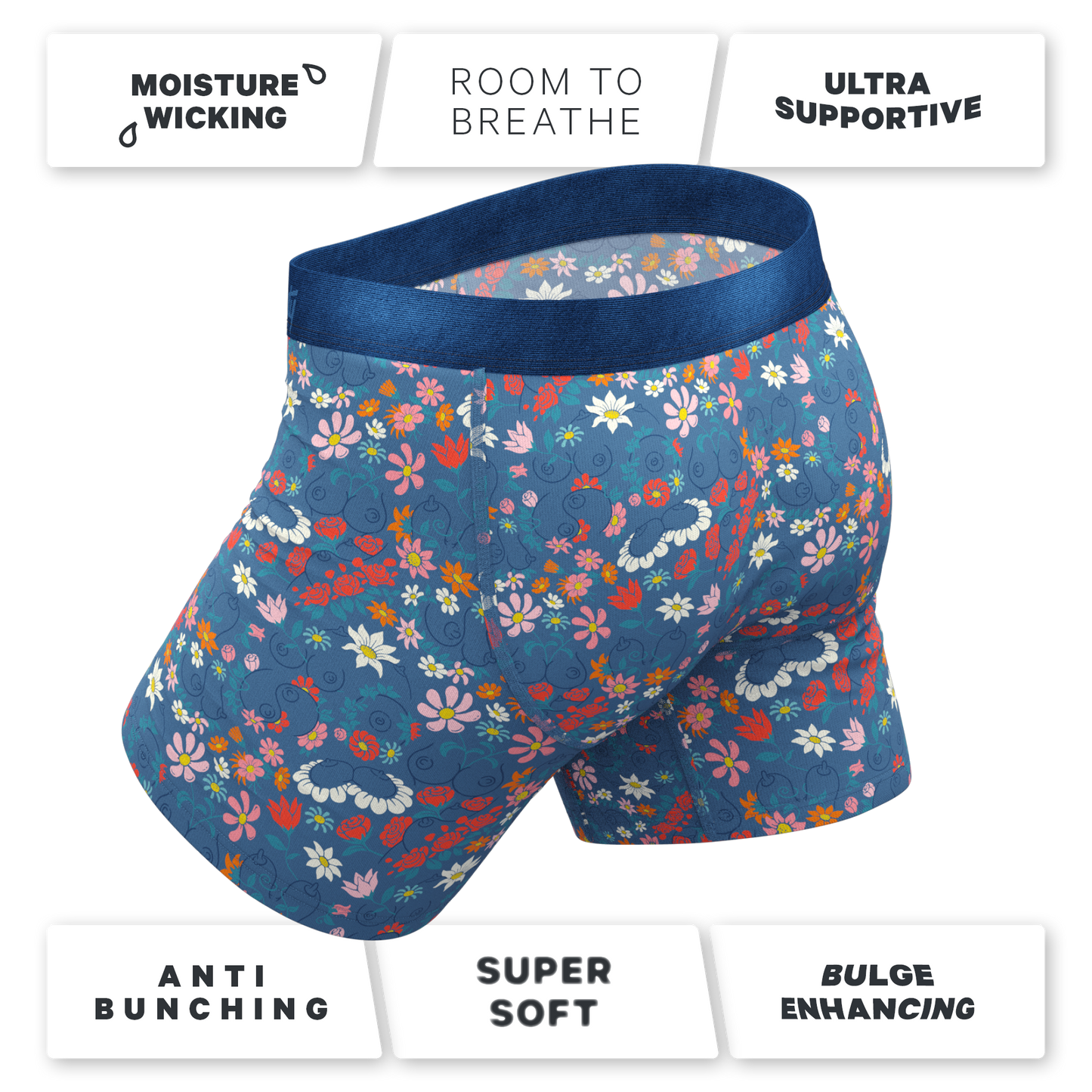 The Gardening Nips | Busty Floral Ball Hammock® Pouch Underwear With Fly