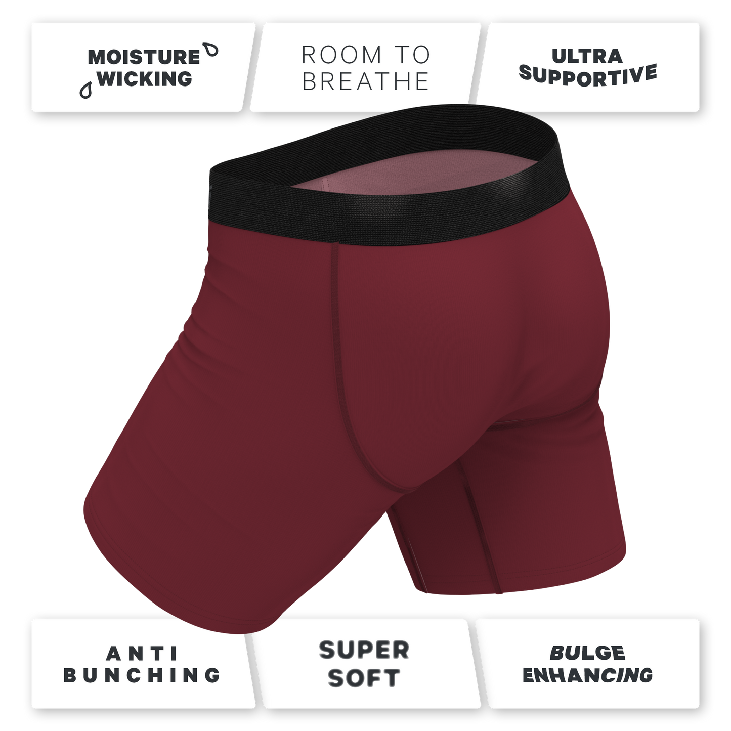 The Sommelier | Burgundy Long Leg Ball Hammock® Pouch Underwear With Fly