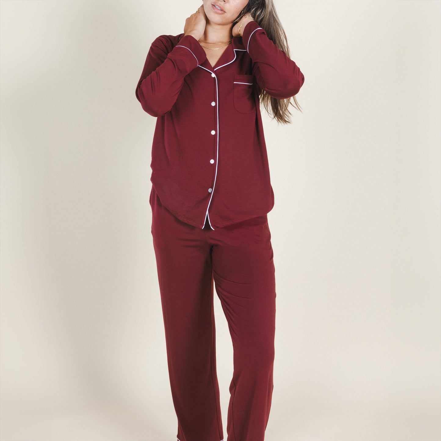 The Sommelier | Burgundy SleepDeep™ Women’s Long Sleeve Pajama Set