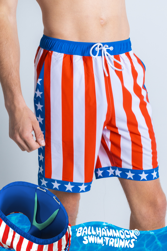 The Spacious Skies | Retro Usa Ball Hammock® Pouch 8" Swim Trunks