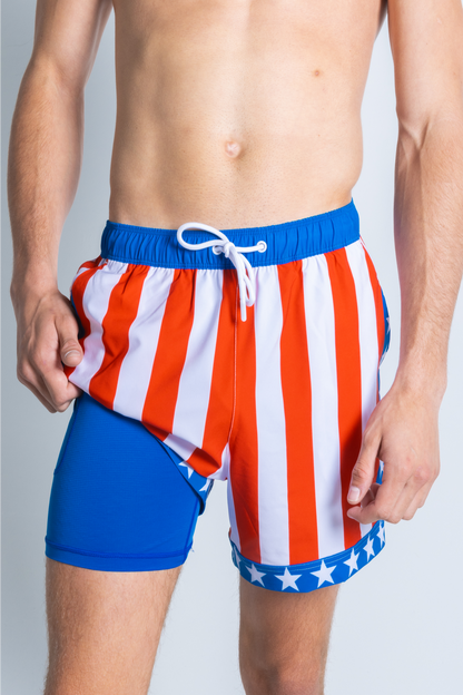 The Spacious Skies | Retro Usa Ball Hammock® Pouch 8" Swim Trunks