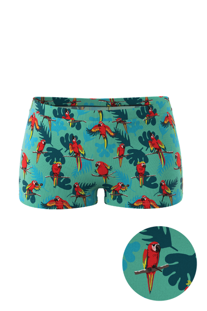 The Squawk Tease | Tropical Parrot Modal Boyshort Underwear