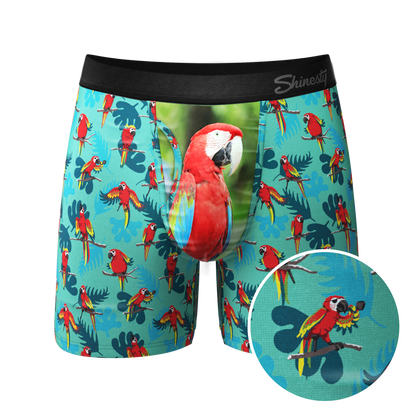 The Squawk Tease | Tropical Parrot Ball Hammock® Pouch Underwear With Fly