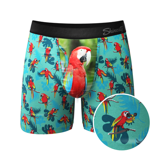 The Squawk Tease | Tropical Parrot Ball Hammock® Pouch Underwear With Fly