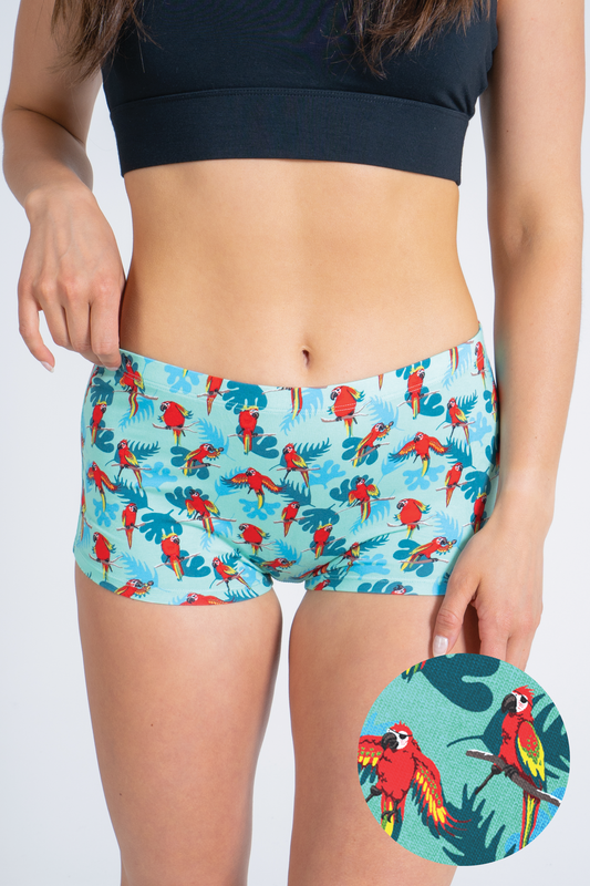 The Squawk Tease | Tropical Parrot Modal Boyshort Underwear