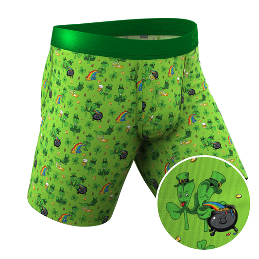 The 3 Leafs To The Wind | St Patricks Day Clovers Long Leg Ball Hammock® Pouch Underwear With Fly