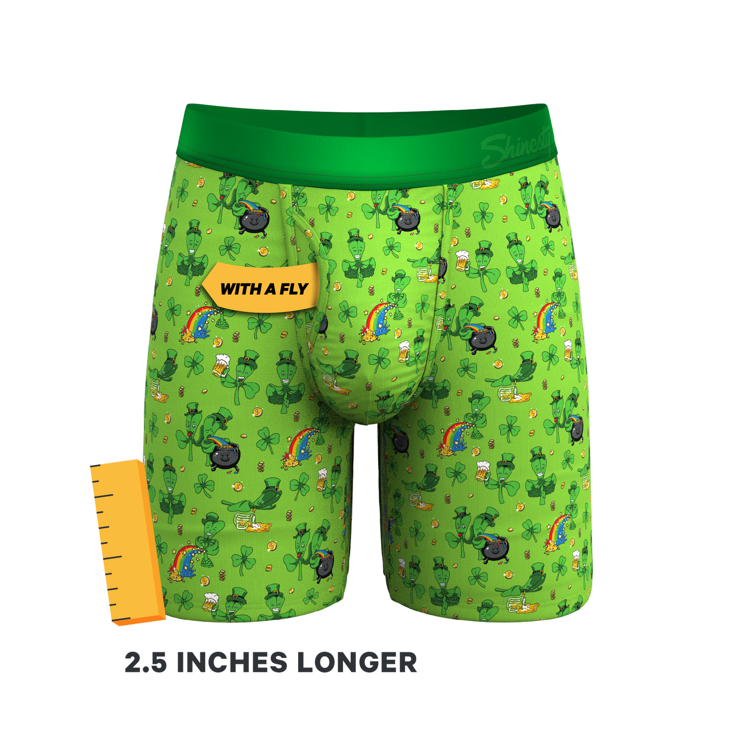 The 3 Leafs To The Wind | St Patricks Day Clovers Long Leg Ball Hammock® Pouch Underwear With Fly