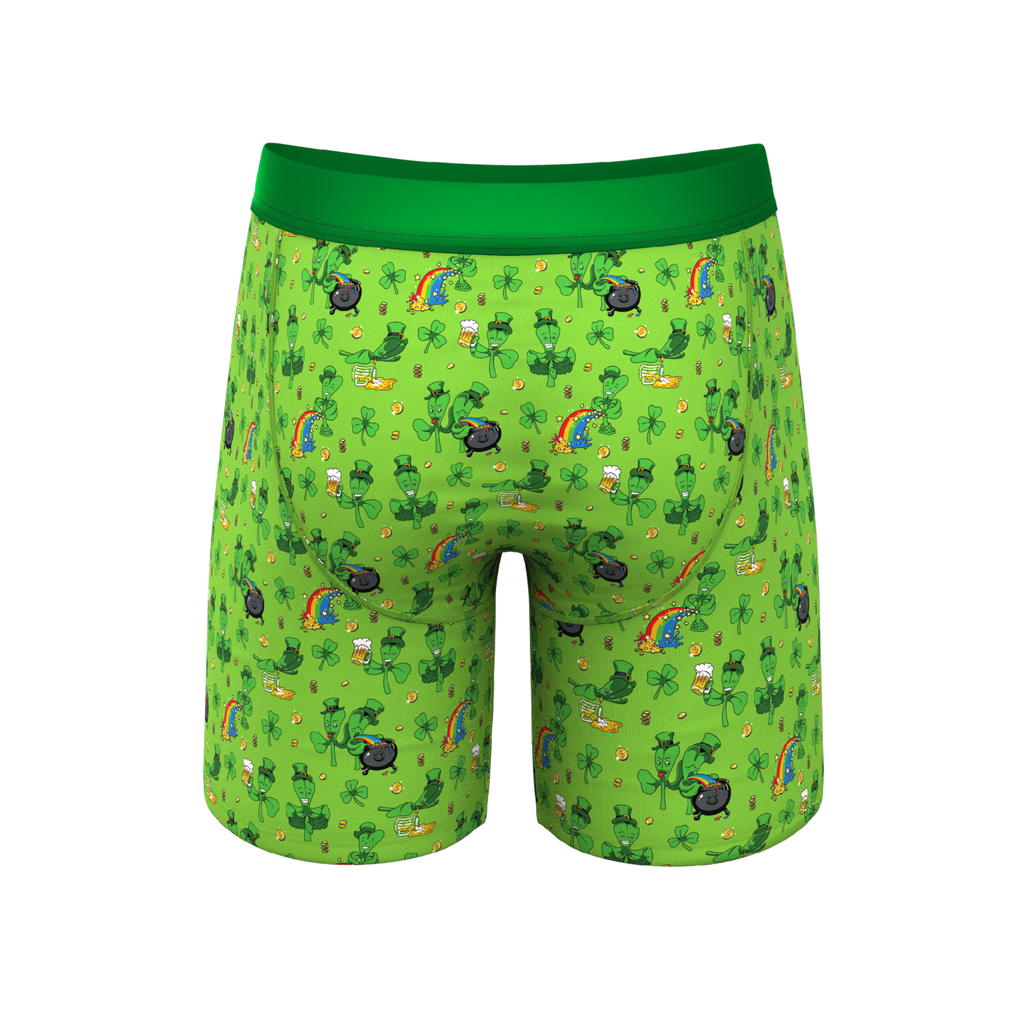 The 3 Leafs To The Wind | St Patricks Day Clovers Long Leg Ball Hammock® Pouch Underwear With Fly