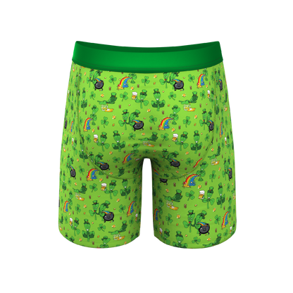 The 3 Leafs To The Wind | St Patricks Day Clovers Long Leg Ball Hammock® Pouch Underwear With Fly