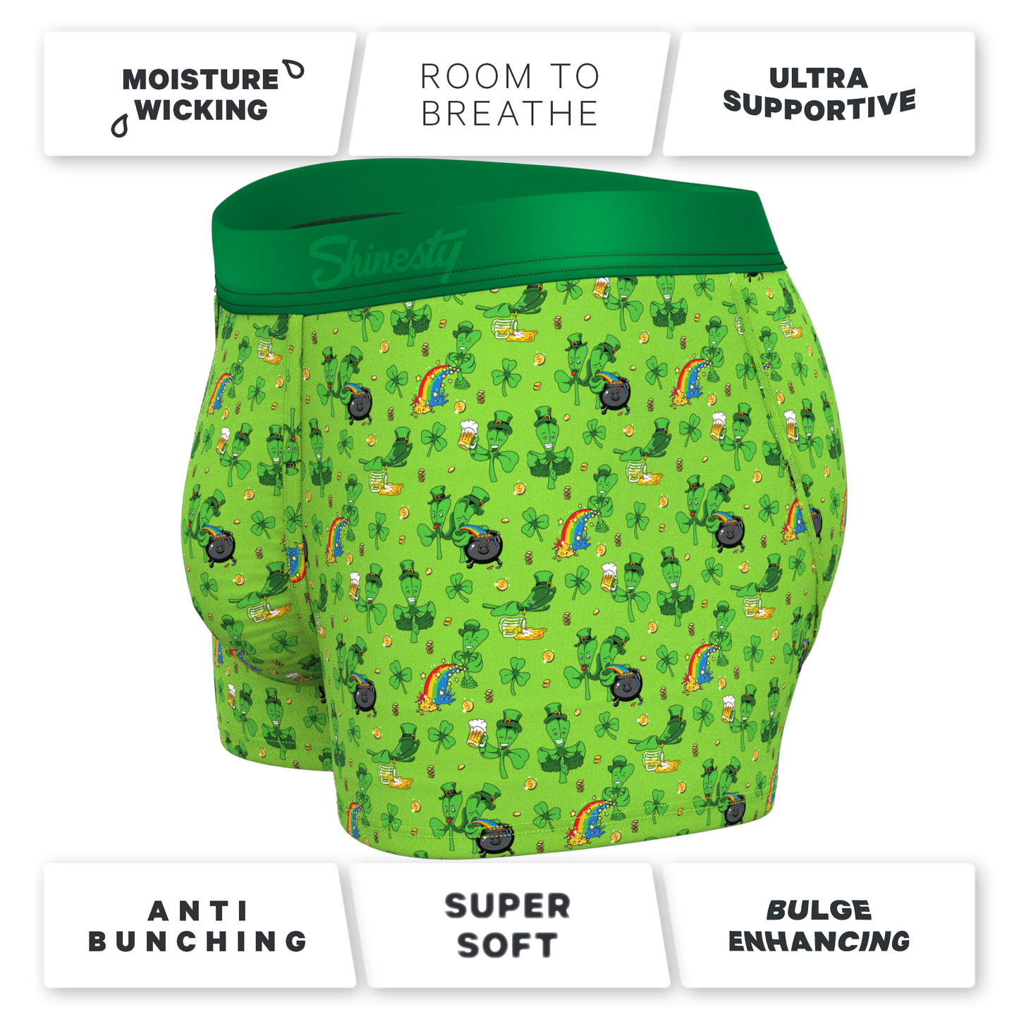 The 3 Leafs To The Wind | St Patricks Day Clovers Ball Hammock® Pouch Trunks Underwear