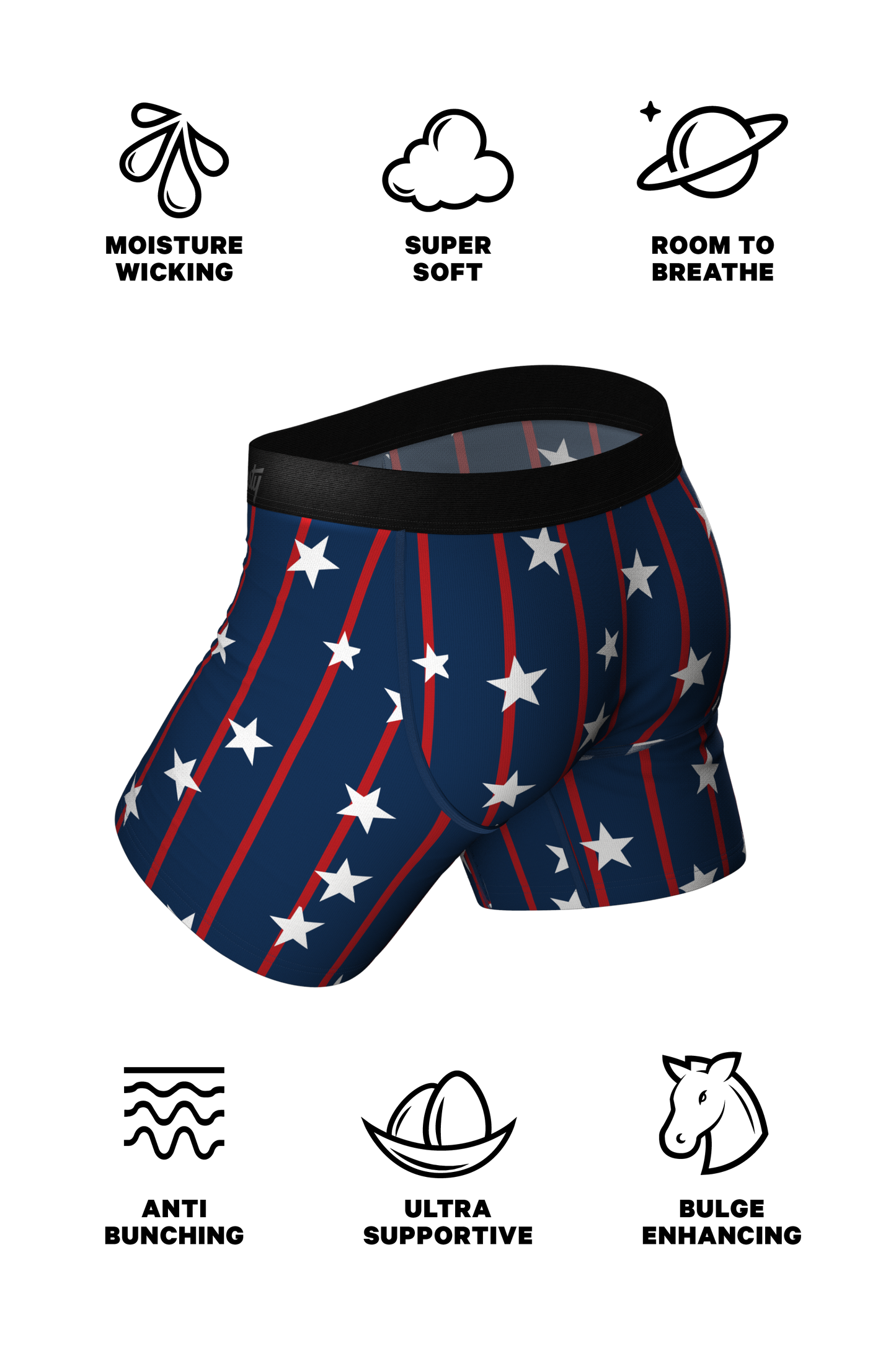 The Stars & Stripes | USA Pinstripe Ball Hammock® Pouch Underwear With Fly