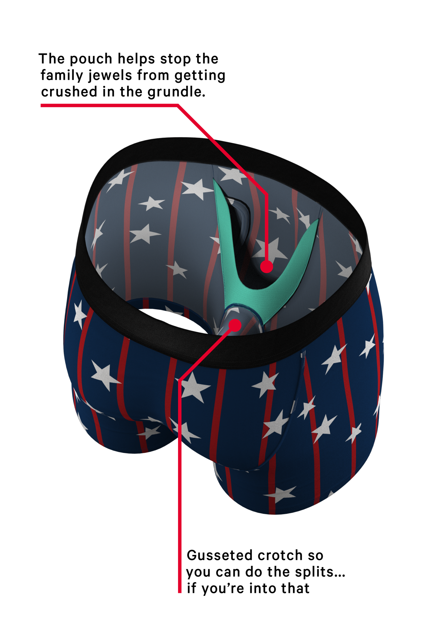 The Stars & Stripes | USA Pinstripe Ball Hammock® Pouch Underwear With Fly