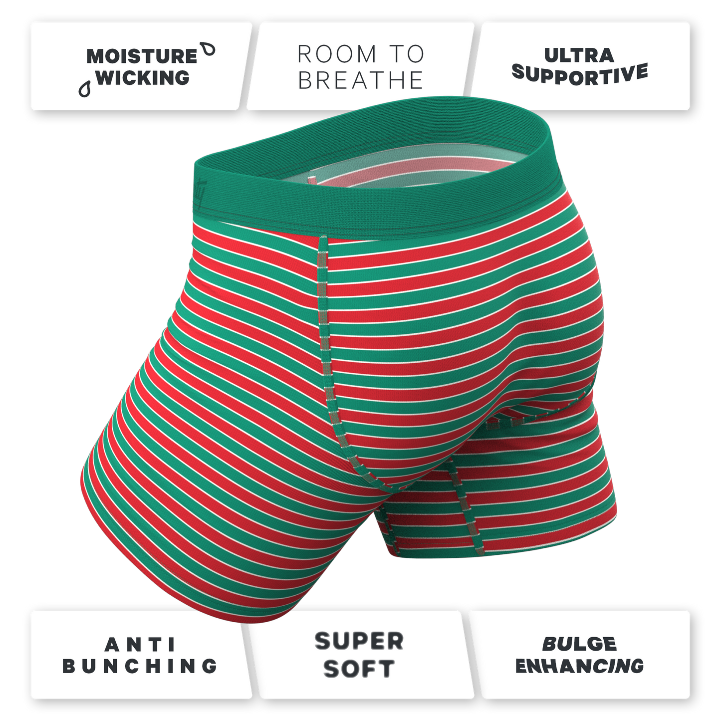 The Stripe Club | Christmas Striped Ball Hammock® Pouch Underwear With Fly