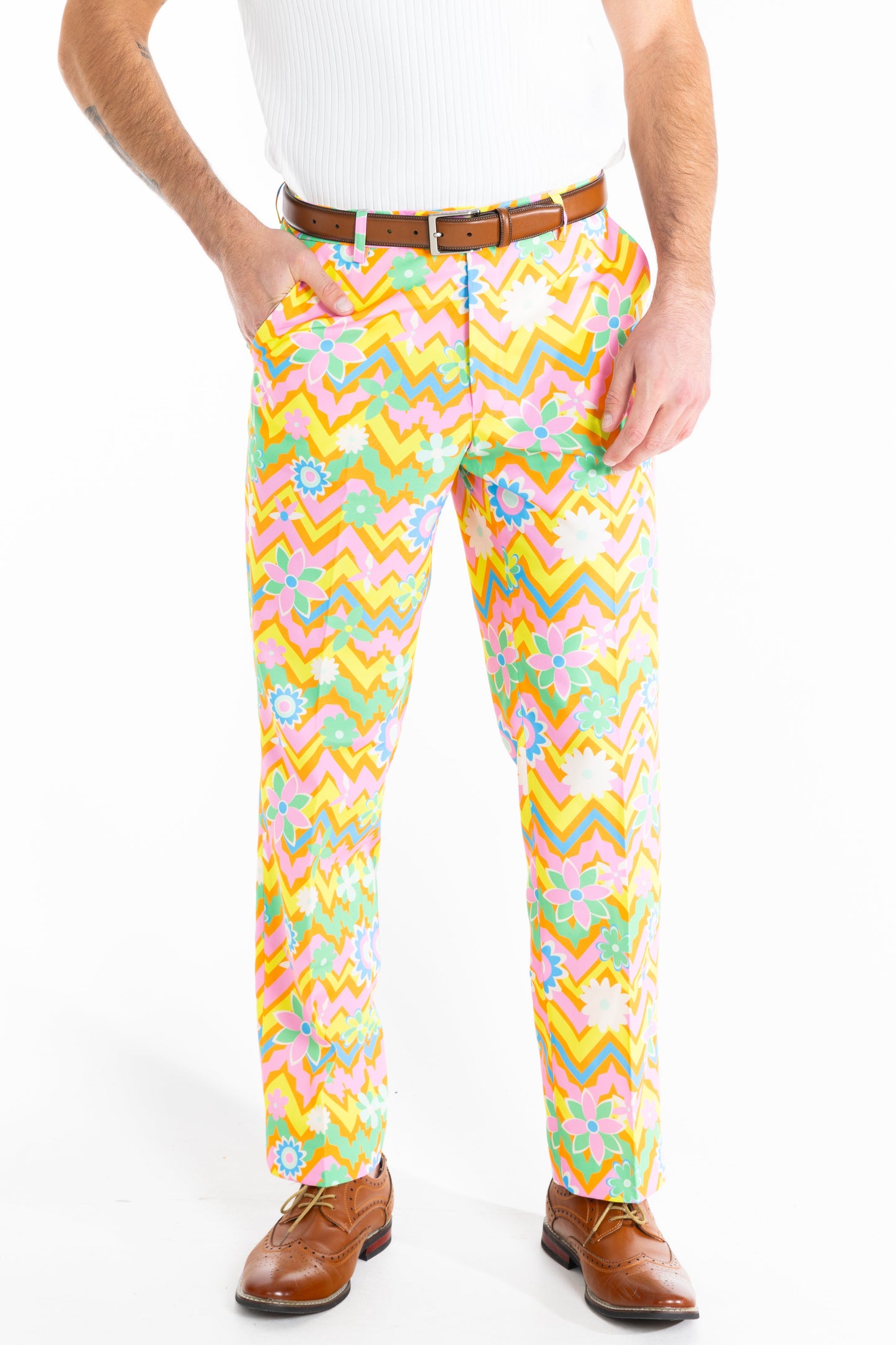 The Solar Flower | Trippy Floral Suit Pants