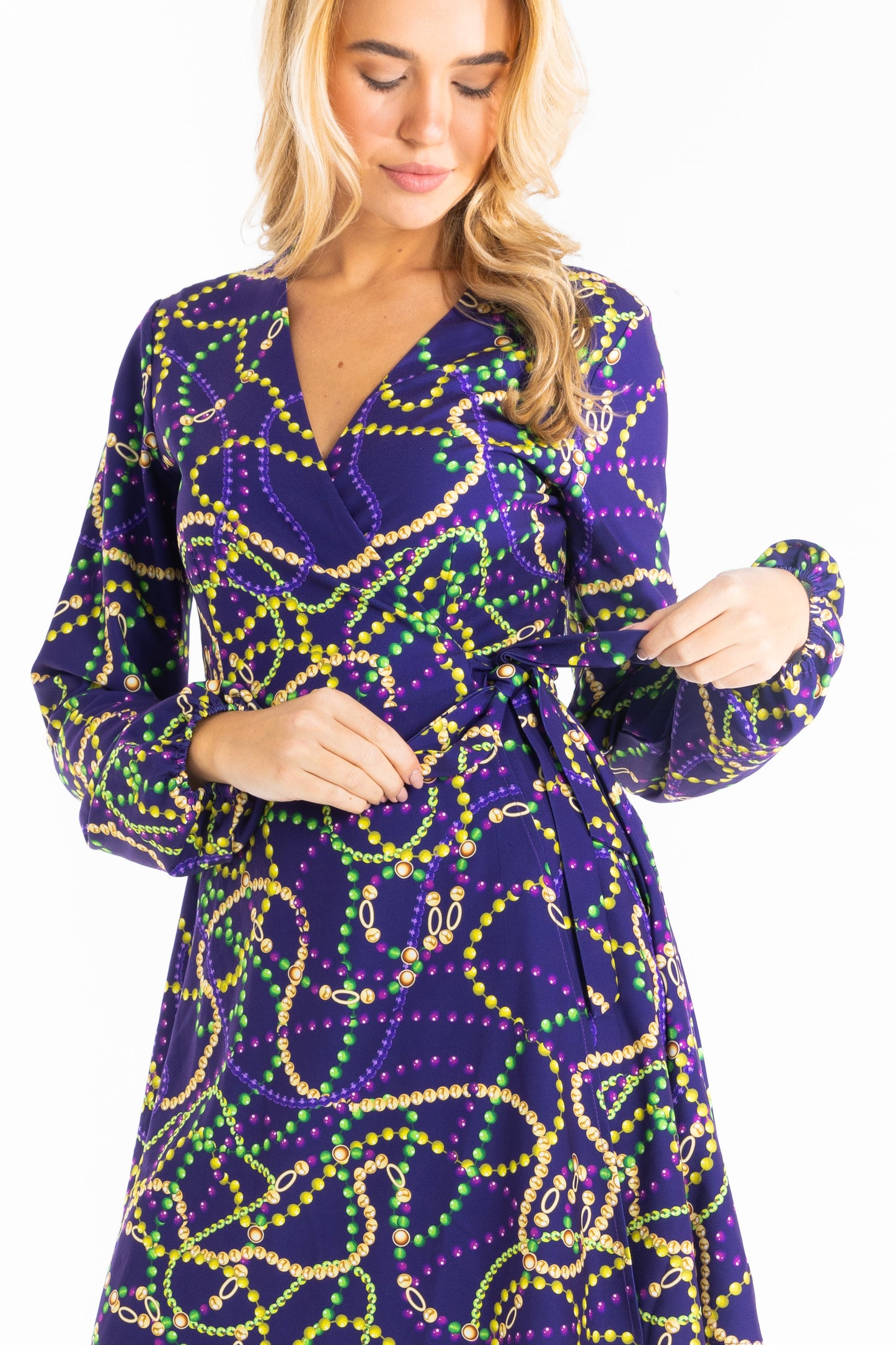 The Carnival Krewe | Mardi Gras Beads Wrap Dress