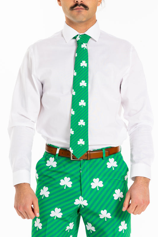 The Blarney Bagpiper | Diagonal Striped Clovers Tie