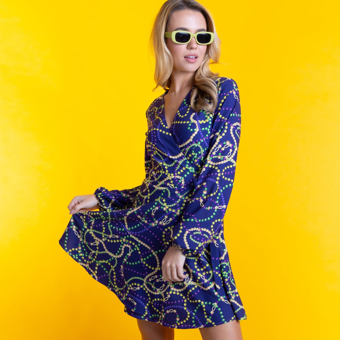 The Carnival Krewe | Mardi Gras Beads Wrap Dress