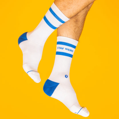 The Cruiser | Blue and White Stripe Heel Hammock™ Crew Socks