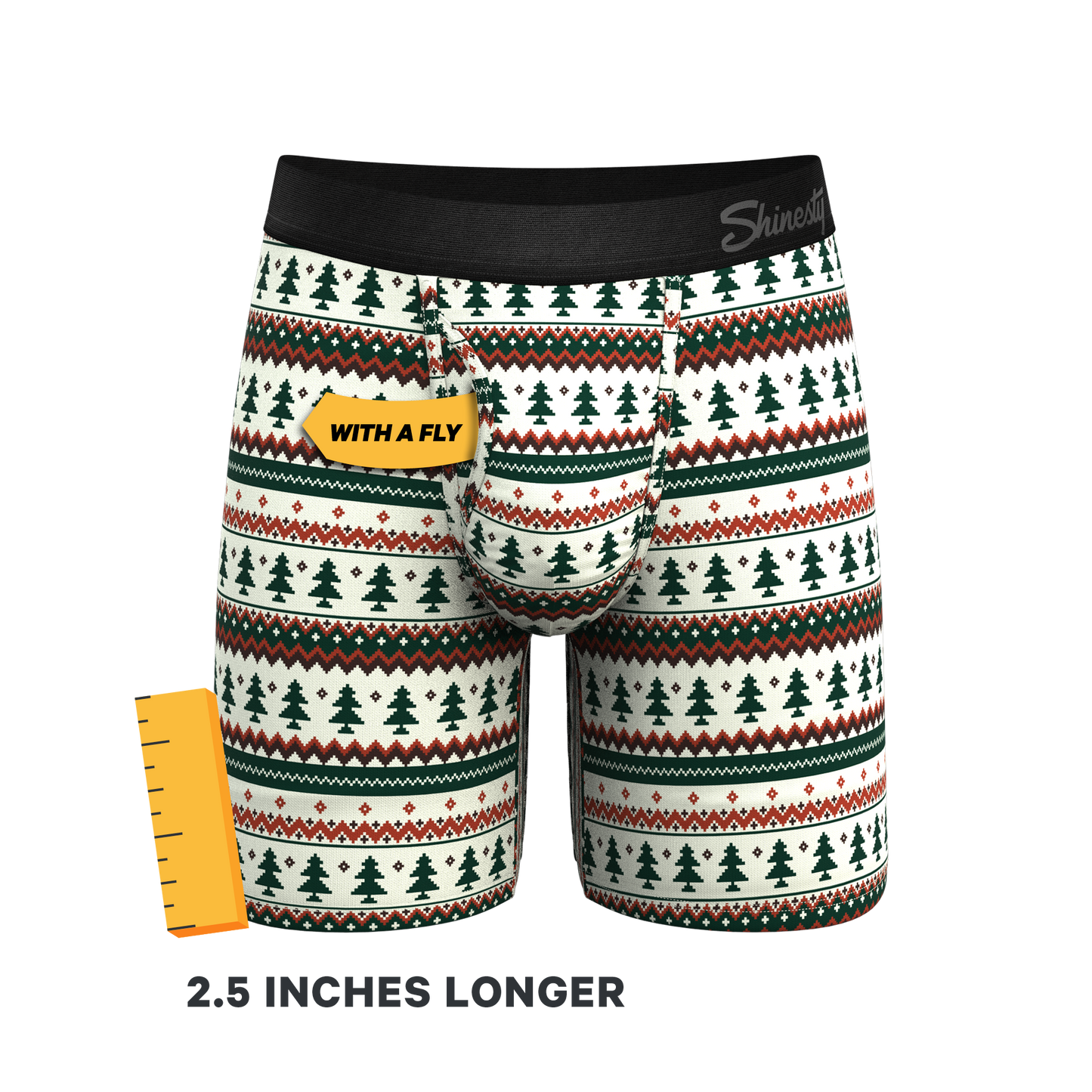 The Stuffed Stocking | Fair Isle Christmas Tree Long Leg Ball Hammock® Pouch Underwear With Fly