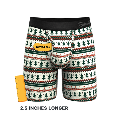 The Stuffed Stocking | Fair Isle Christmas Tree Long Leg Ball Hammock® Pouch Underwear With Fly