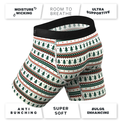 The Stuffed Stocking | Fair Isle Christmas Tree Long Leg Ball Hammock® Pouch Underwear With Fly