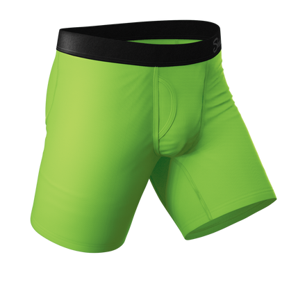 The Supernova | Bright Green Long Leg Ball Hammock® Pouch Underwear With Fly